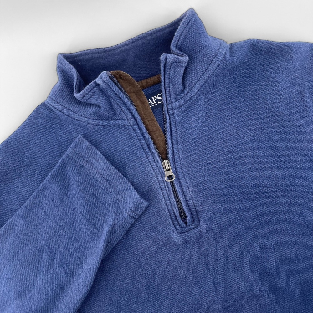 Chaps Mens Quarter Zip Pullover Long Sleeve Sweater Blue Size L